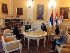 20 November 2020 National Assembly Speaker Ivica Dacic in meeting with the Head of Council of Europe Office in Belgrade Tobias Flessenkemper